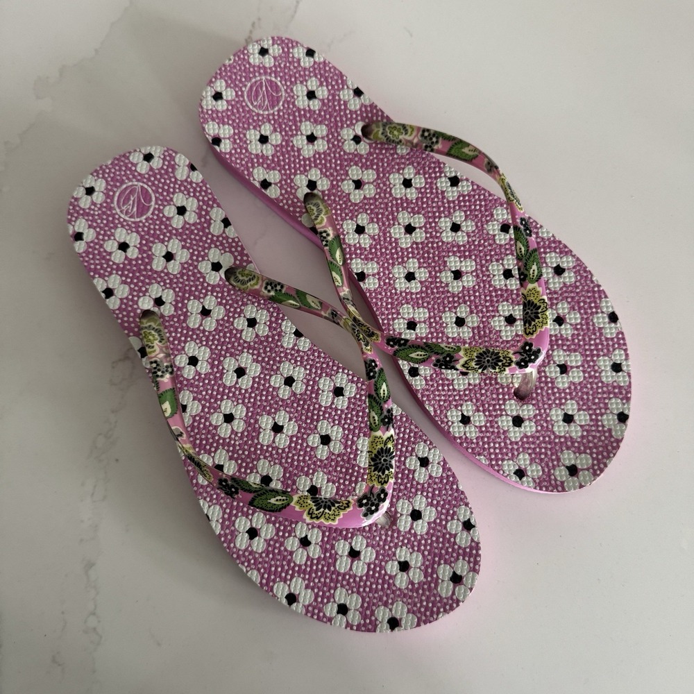 Vera Bradley Priscilla Pink Flip Flops Women's Large 9/10 Floral